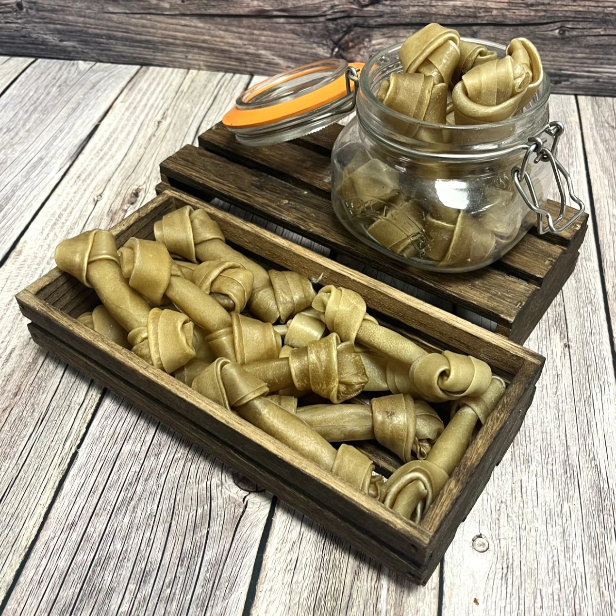 4 inch Rawhide Knotted Bones - Image 2