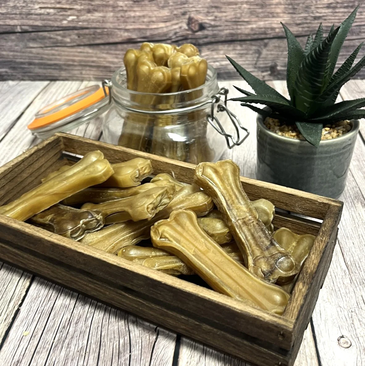 4 inch Rawhide Pressed Bones - Image 2