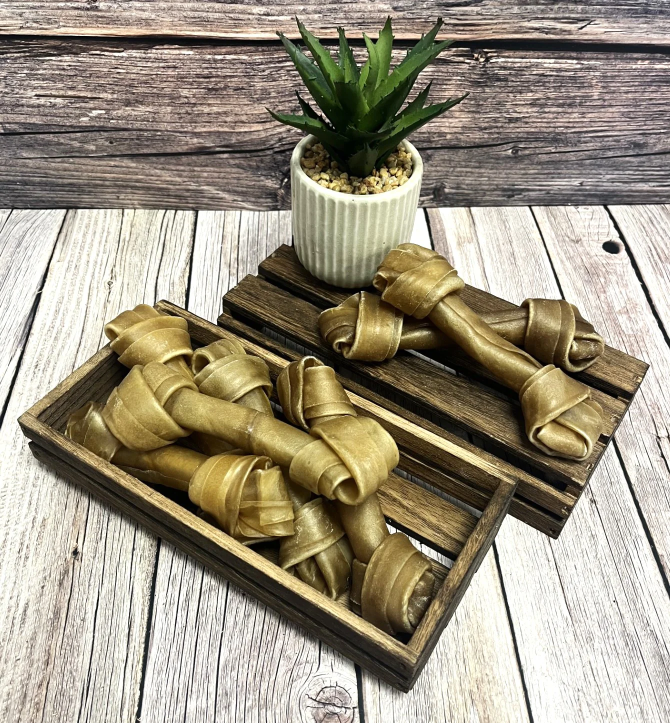 6 inch Rawhide Knotted Bones - Image 2