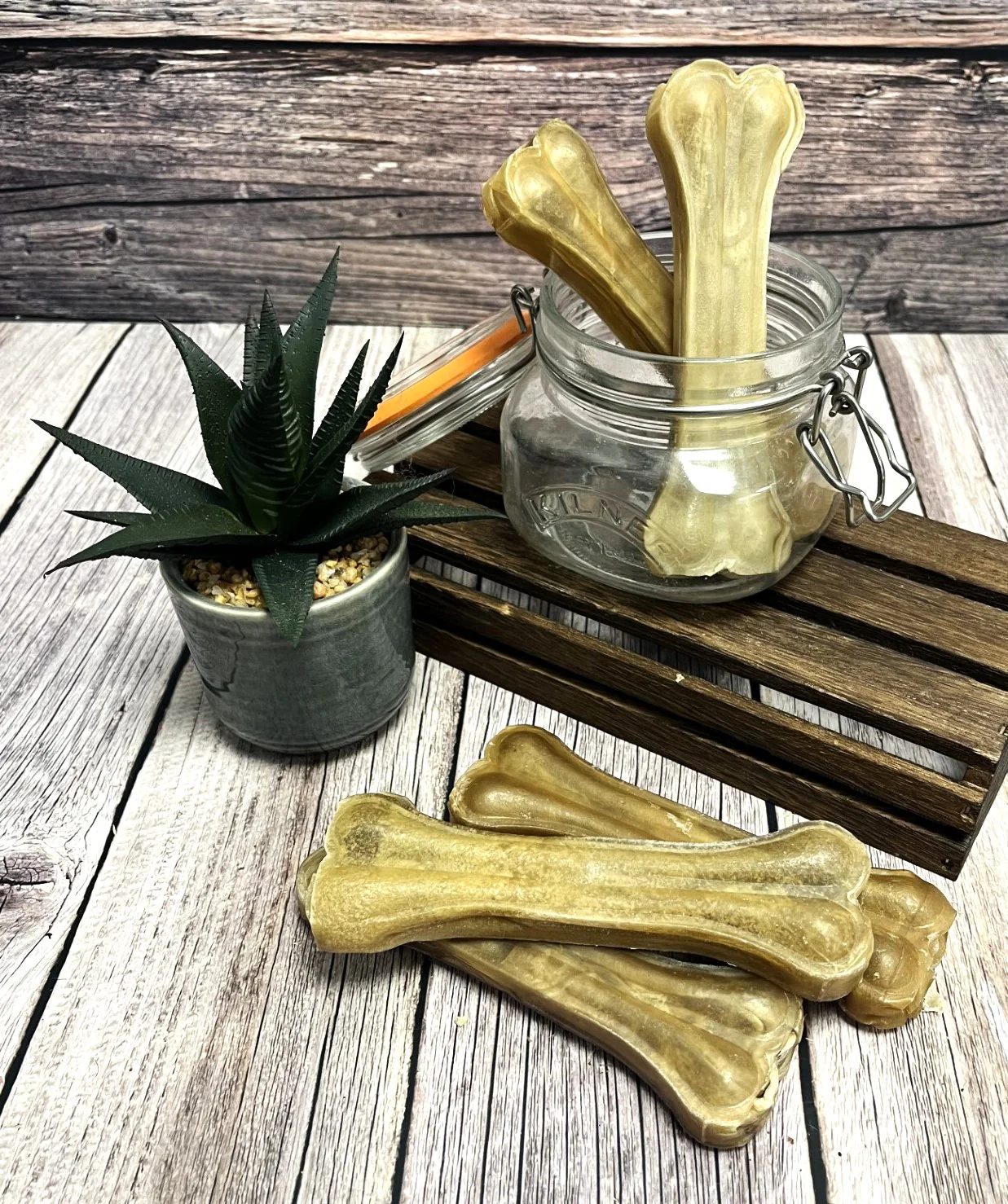 6 inch Rawhide Pressed Bones - Image 2