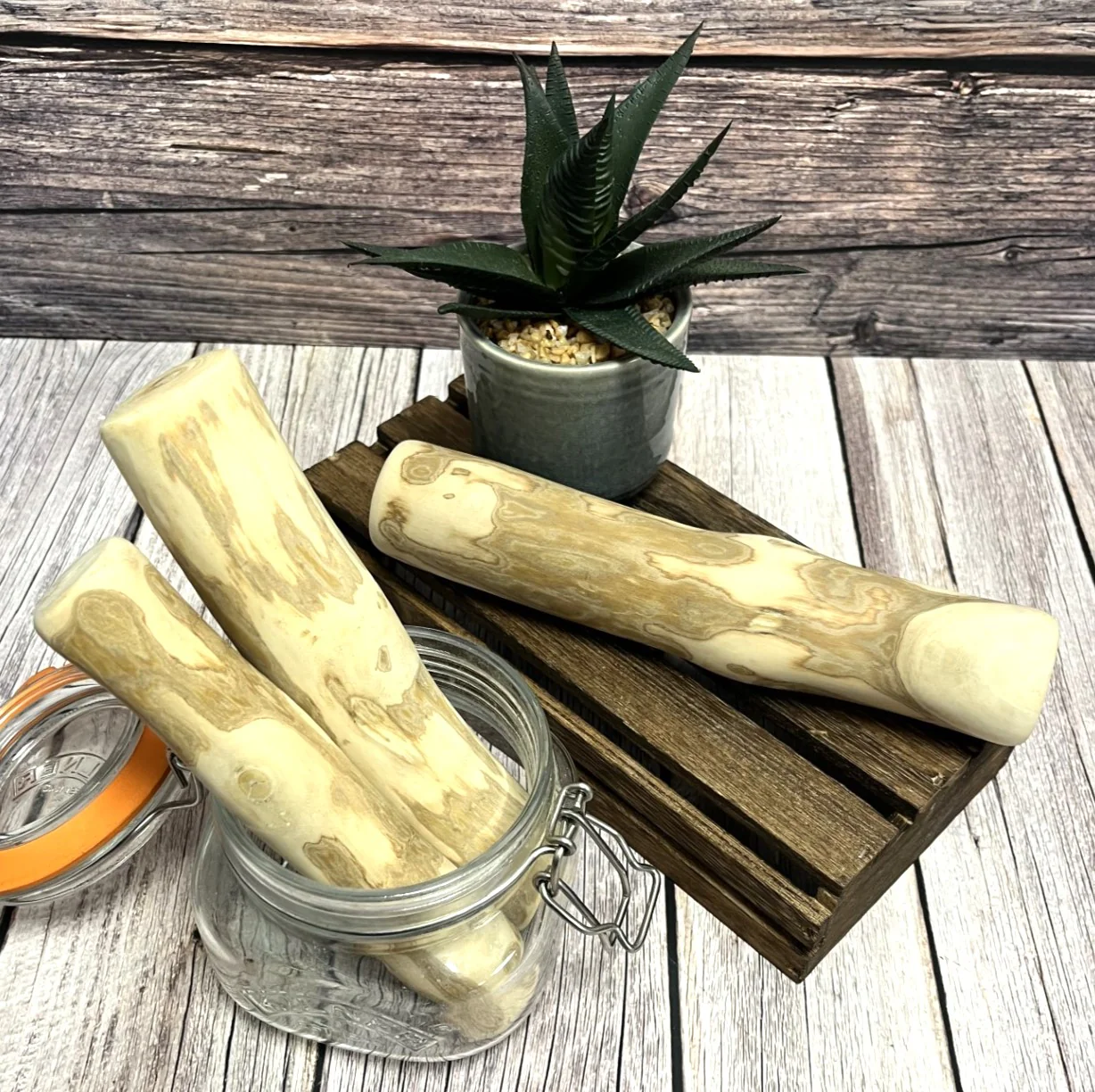 Medium Coffee Wood Dog Chew Stick (Approx. 100-150g) - Image 2